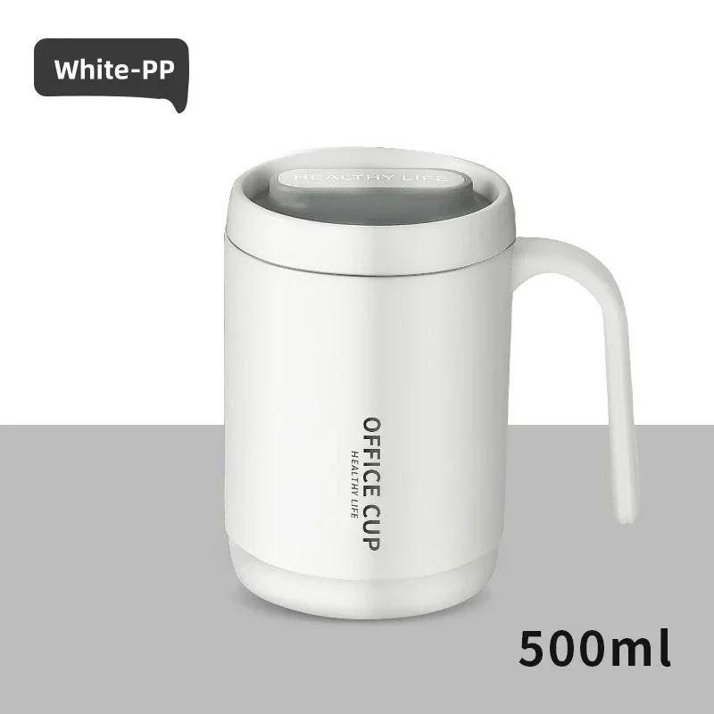 500ml Thermal Insulation Coffee Cup PP/304Stainless Steel Inner Liner Portable Large Capacity Students Water Cup with Seal Lid