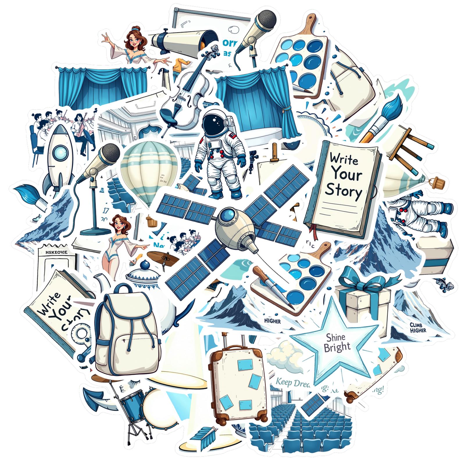 35pcs-50pcs Decals Passport DIY Stickers Graffiti Decals Teacher Reward Stickers For Guitar Phone Suitcase