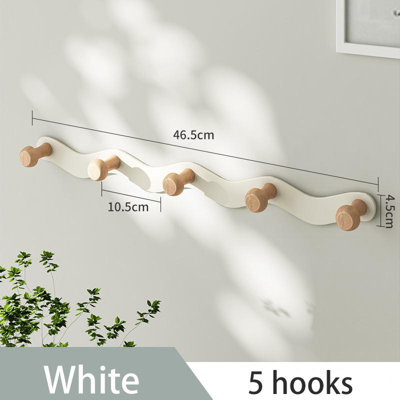 Punch-Free Wave Shape Hook On The Door Iron Raw Wood Living Room Hanging Clothes Hook Bedroom On The Door Wall Clothes Storage