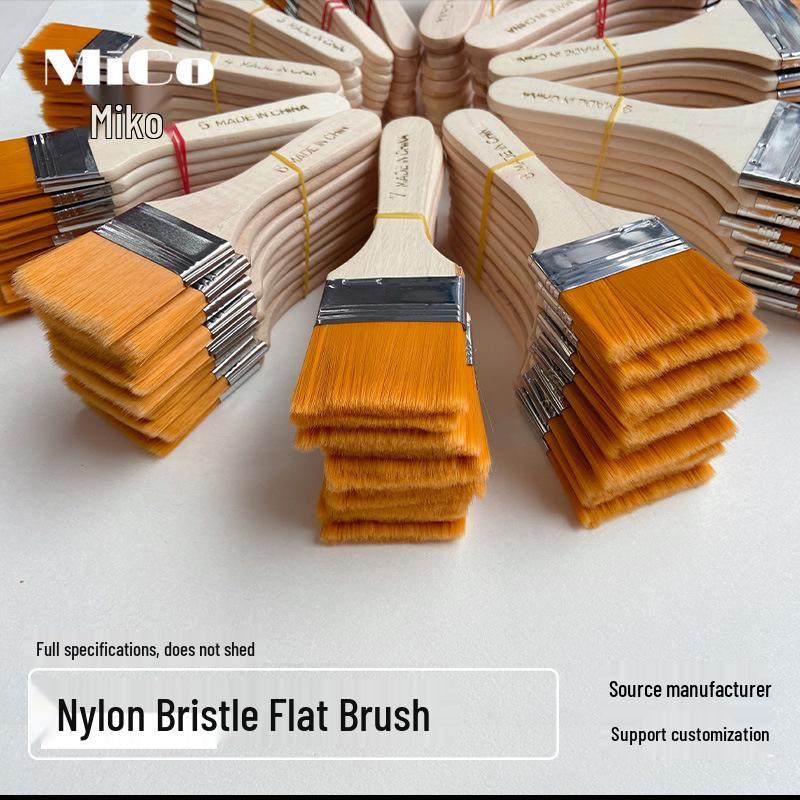 Nylon Bristle Brush with Wood Handle - Versatile for Painting, BBQ, and Cleaning