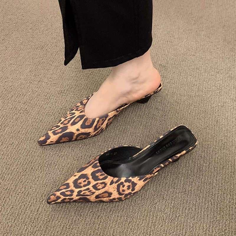 Daily wind pointed head bag head soft sole half slippers summer temperament high heel sandals