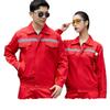Summer Lightweight Polyester Cotton Reflective Workwear Set - Long Sleeve Protective Clothing for Construction and Workshop Use.