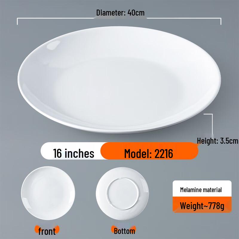 Sweet Elegant White Melamine Round Dinner Plates (5-Pack)