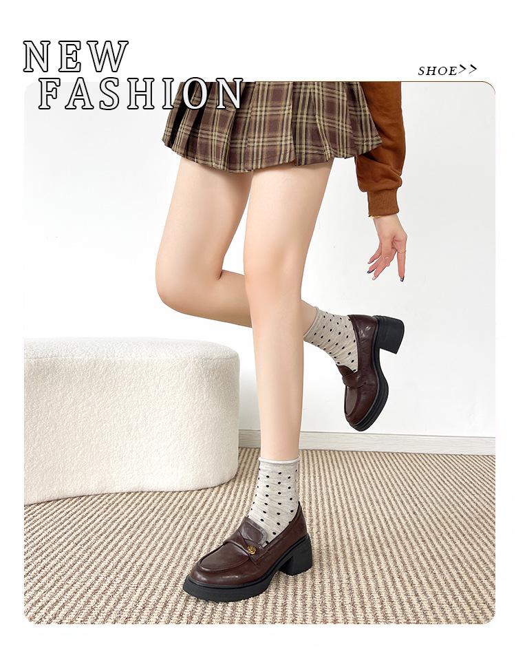 Women's Sheepskin Camellia Chunky Heel Loafers - High Platform Black with Gold Buckle (Height Increasing, Autumn/Winter 2025 Collection)
