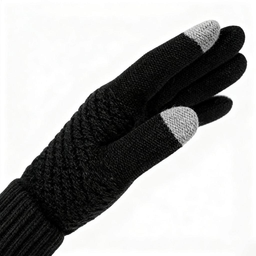Knitted Touchscreen Gloves Anti Slip  Warm Winter Warm Fingered Gloves Thickened Gloves  for Running Sports Driving Riding