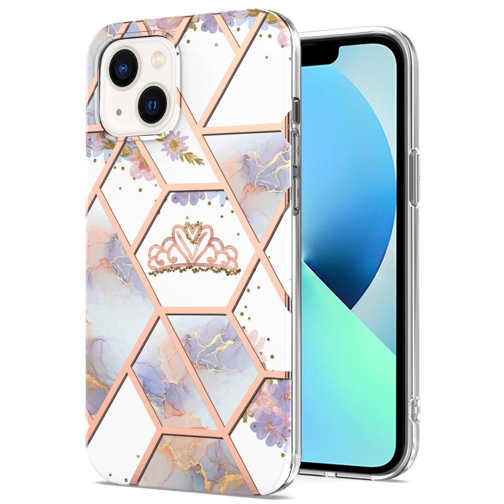 Für iPhone 15 Hülle mit IMD Marmor Blumenmuster TPU Handy Rückseite