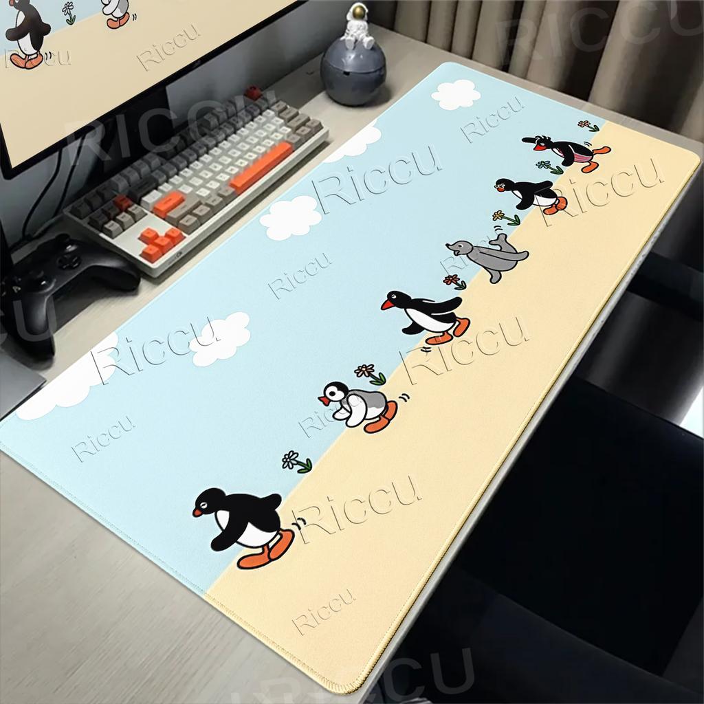 Cartoon Penguin Pingu Pattern Mouse Pads Anti-slip Rubber Computer Keyboard Mats Gamer Balance Decoracion Deskmat Laptop Carpets