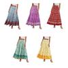 Beach Skirt Elastic High Waisted Skirt Ruffle Splicing A-Line Women Pleated Large Hem Floral Print Maxi