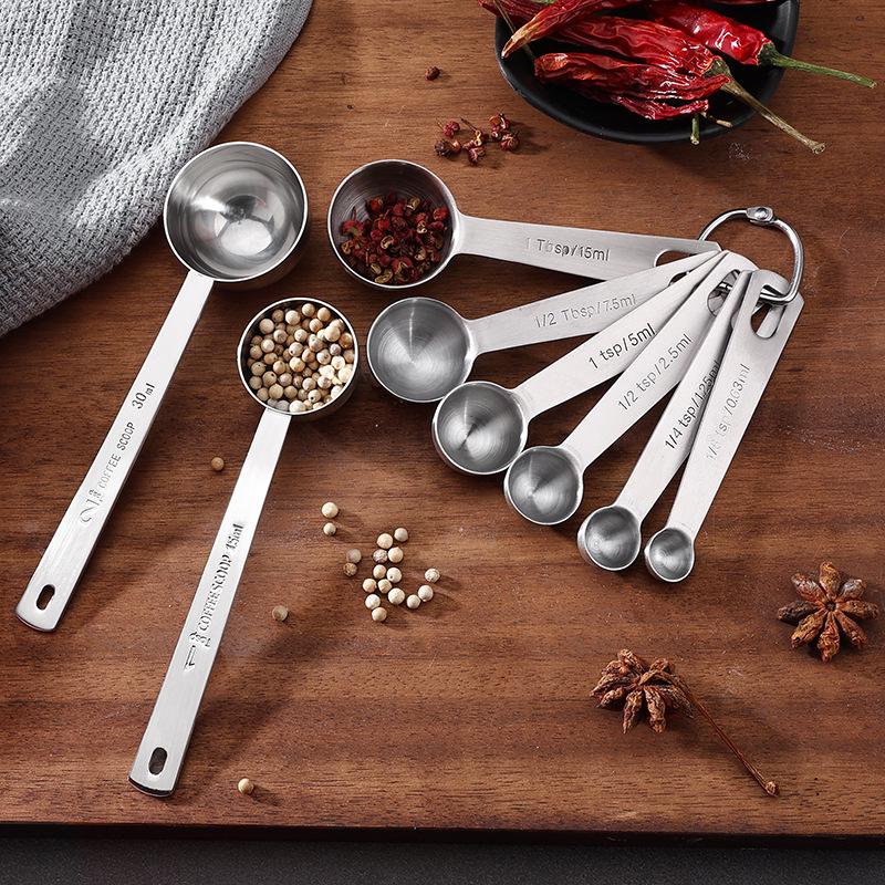 15ml Stainless Steel Measuring Spoon Set, 6-Piece with Scale – Long Handle for Coffee, Milk Powder, Baking & Seasoning