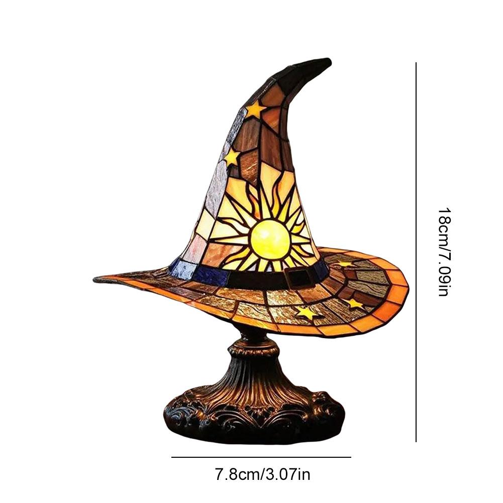 Witch Hat Lamp LED Creative Table Lamp Resin Witch Hat Light Ornament Bedside Lamp for Living Room Home Bedroom Decoration
