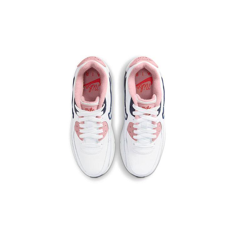 Nike Air Max 90 Leather SE GS Women's Lifestyle Sneakers White Pink Glaze Chile Red DB0472-100