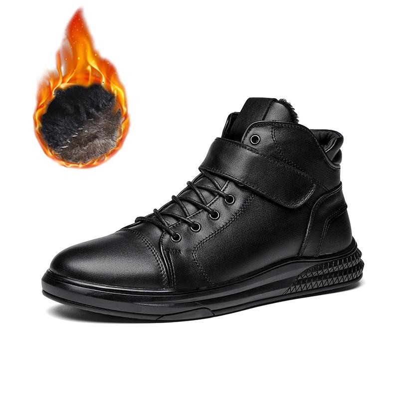 

Winter Waterproof Men Boots Plush Super Warm Snow Boots Men Sneakers Ankle Boots Genuine Leather Outdoor Men s Business Shoes 36