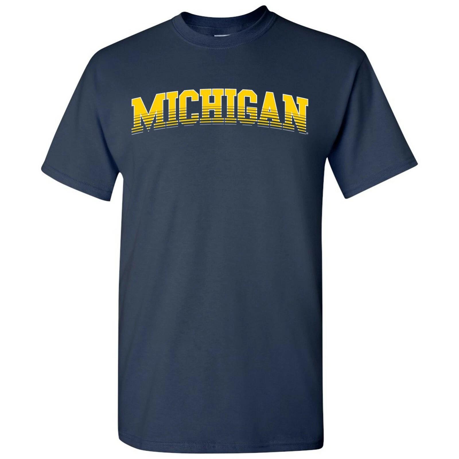 Michigan Wolverines Arch Fade College University T-Shirt - Navy S