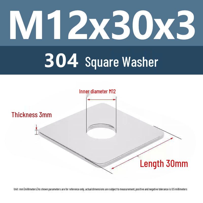 Yigu 304 Stainless Steel Thickened Square Flat Washer M3/M4/M5