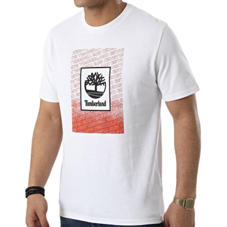 Timberland Logo Print Casual Breathable Short Sleeve T-Shirt Men Tops White A282T-100