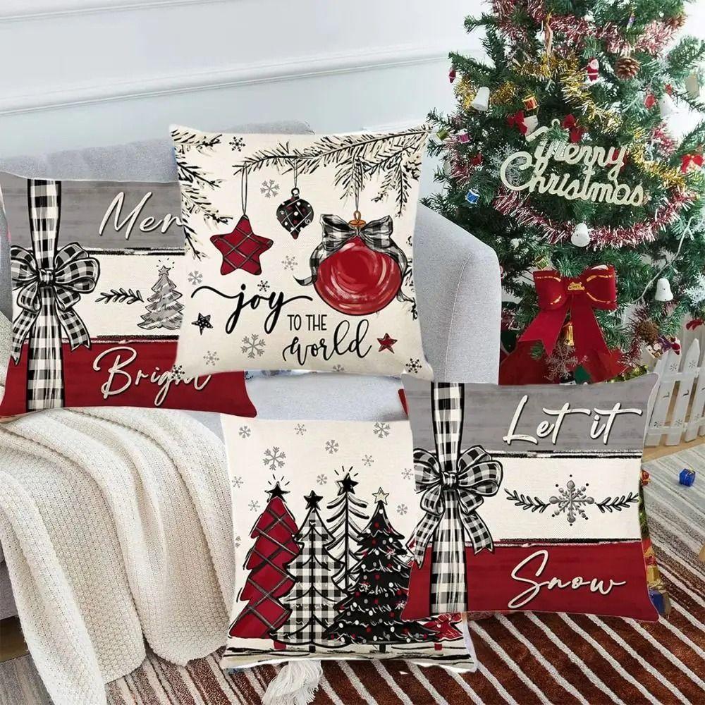 2Pcs Microfiber Xmas Throw Pillow Case 45x45cm Sofa Pillowcase Christmas Tree Cushion Cover Pillow