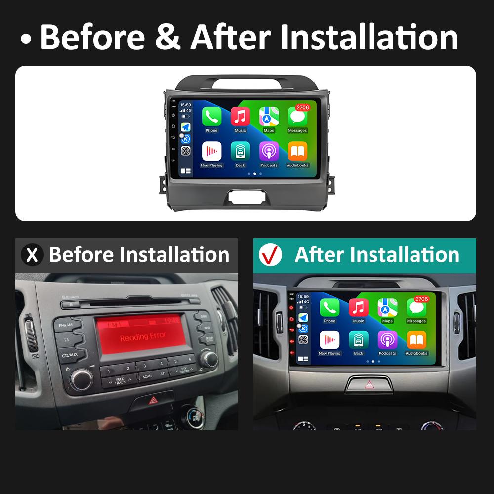 Car Video For KIA Sportage 2010 2011 2012 2013 - 2016 Radio Player Intelligent System Wireless Carplay Cooling fan WIFI NO 2 din