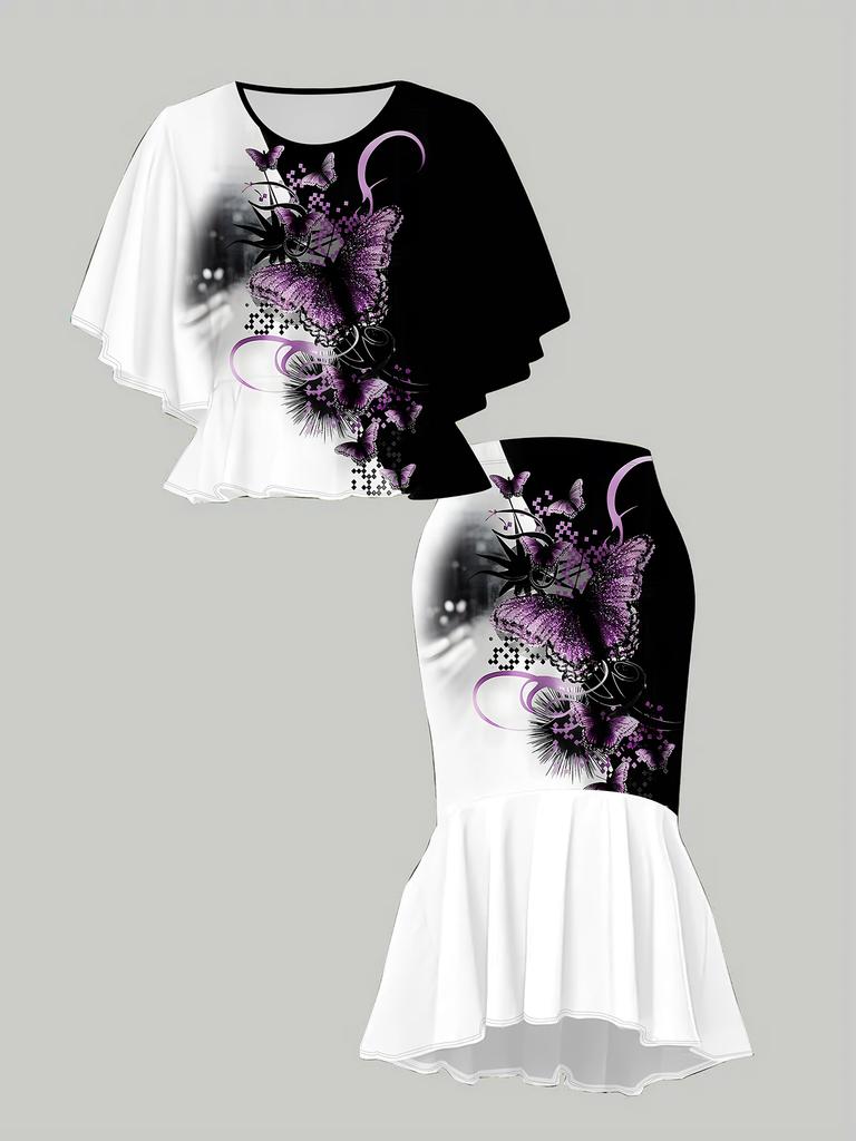 3D  Printed Classical Totem Women's Print, Fashionable Large-sized, Elegant, Versatile for All Seasons. T-shirt, Skirt and Set
