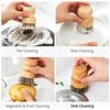 Natural Solid Wood Kitchen Cleaning Brush Dual Bristle Fruit Vegetable Scrub Brush Dish Pot Sink Scrubber with Hanging Rope for Potato Carrot Cookware