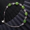 Pulsera de Plata de Ley con Trébol de Cuatro Hojas con Jaspe Hetian Verde y Jade para Mujer