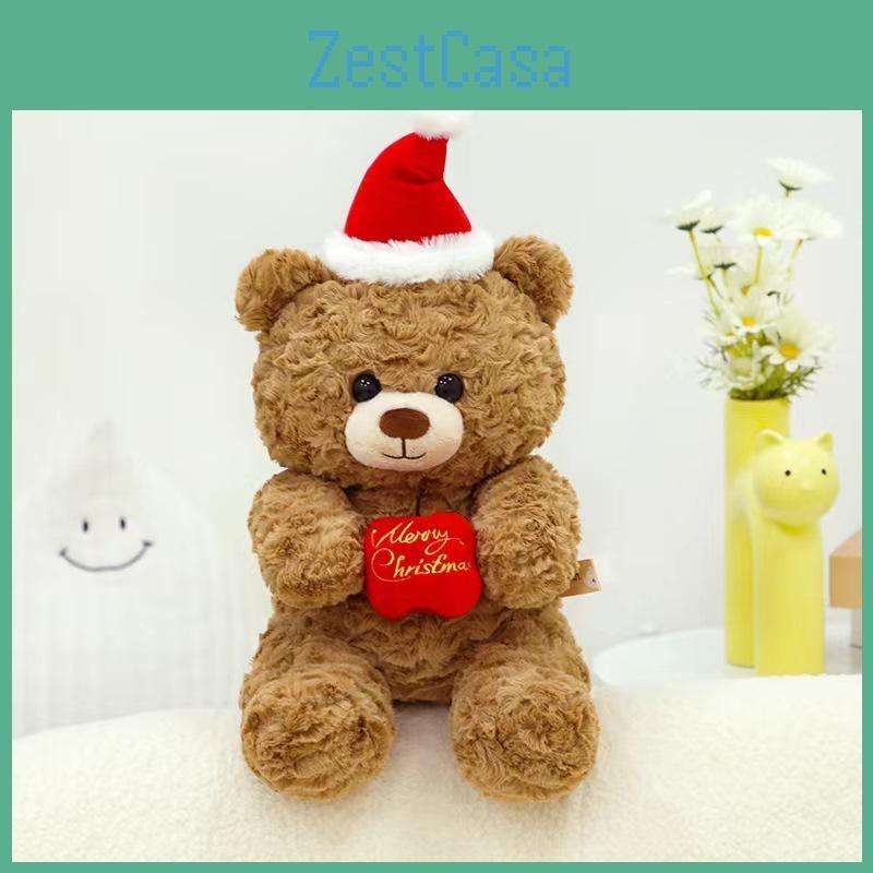 Hat Santa Teddy Bear Plush Toy Cute Cartoon Children Girls Holiday Gift Doll