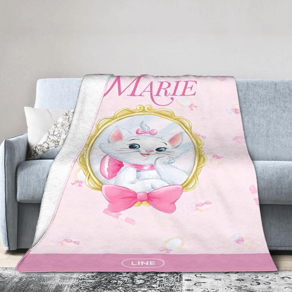 Marie Cat Aristocats Blanket Fleece Summer Air Conditioning Portable Lightweight Throw Blanket for Bed Travel Bedspread