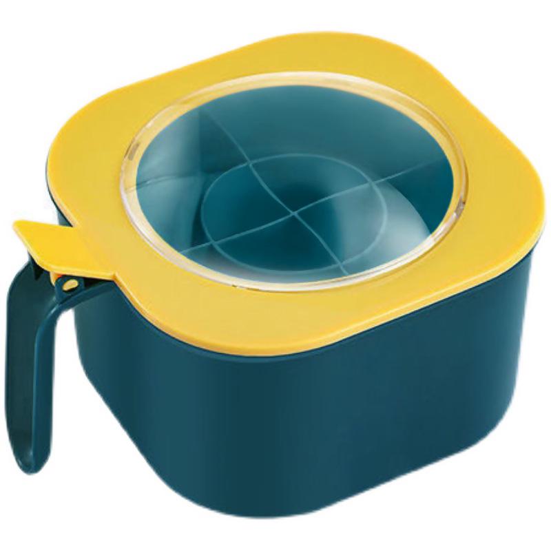 Caixa de Condimentos de Cozinha de Quatro Compartimentos com Tampa: Armazenamento Multifuncional para Sal, Açúcar, MSG