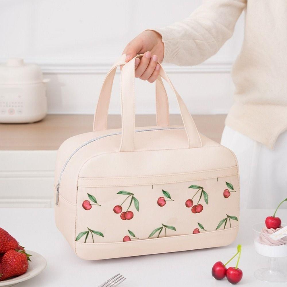 Bolsa de Almuerzo Grande con Estampado de Frutas, Bolsa Térmica Refrigeradora a Prueba de Fugas con Papel de Aluminio, Bolsa Refrigeradora Aislada Impermeable con Cremallera