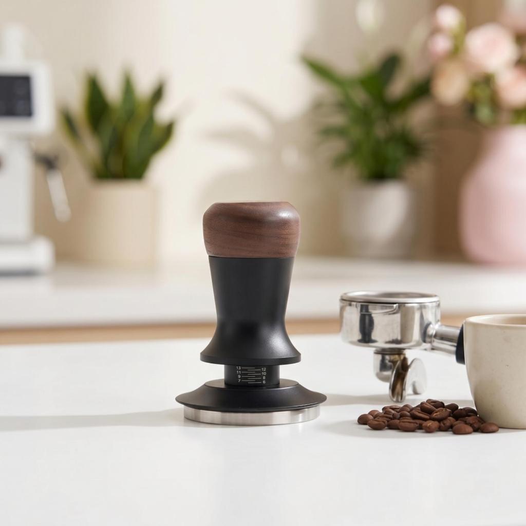 Espresso Tamper With Wooden Handle, Stainless Steel, Manual, For