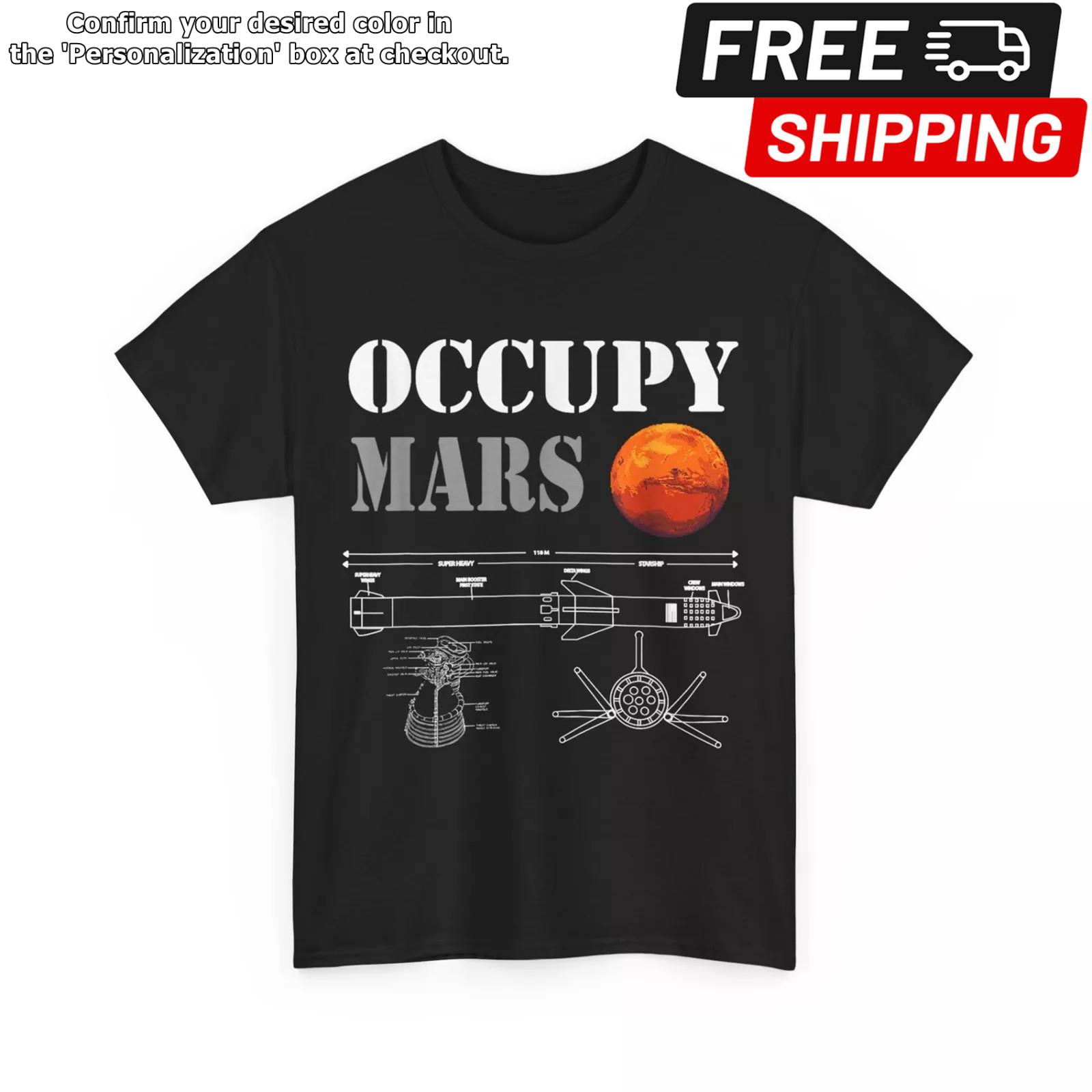 Occupy Mars starship rocket T-Shirt XXL