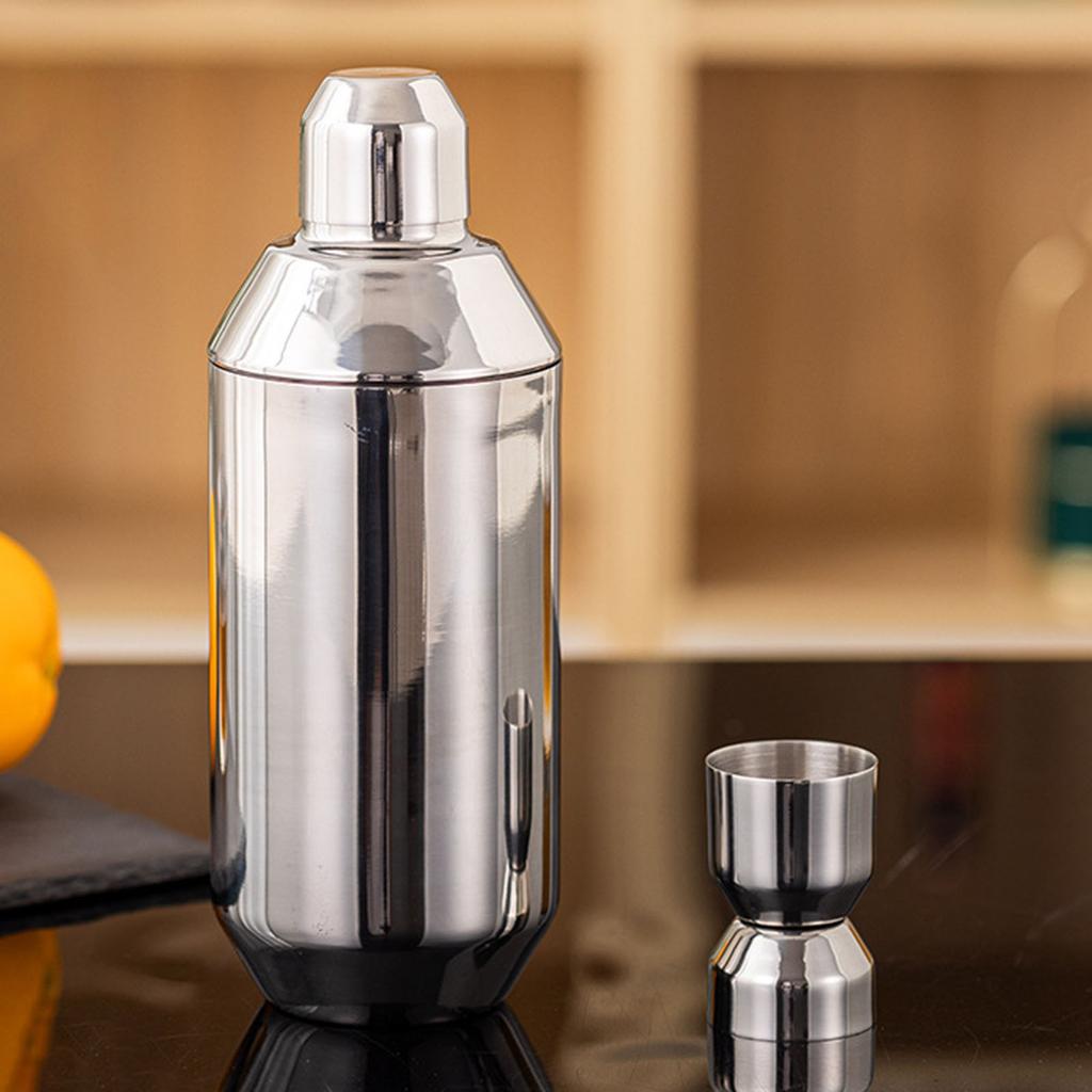 Unverzichtbares Bar-Getränke-Werkzeug Stilvolles Unterhalten Stahl-Getränkemixer-Set Cocktailbecher Shaker mit Messbecher