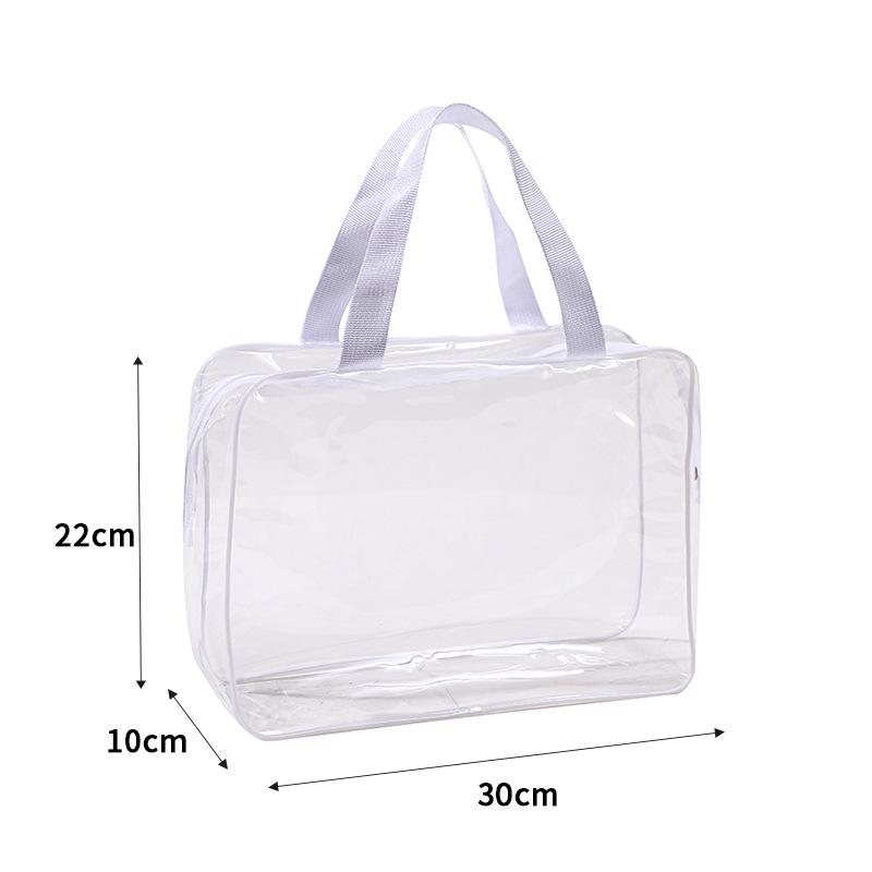 Large Transparent PVC Zipper Handbag - 3D Waterproof Toiletry Storage Bag Handbag 30*22*10cm