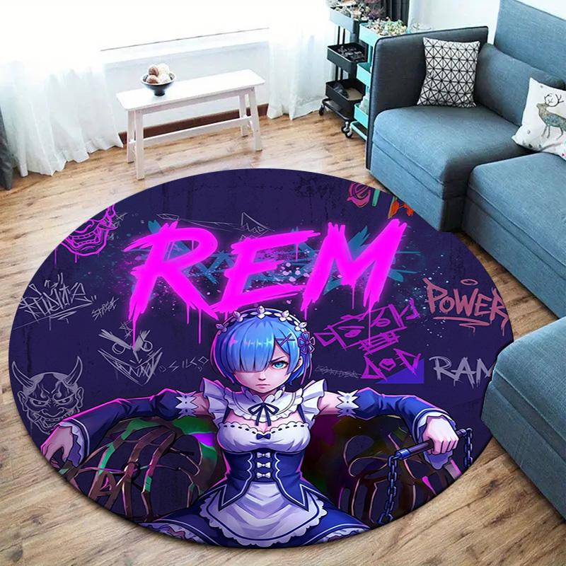 Re Zero Round Area Rug Carpet Rug For Living Room Bedroom Sofa Playroom Decor Nonslip Floor Mat