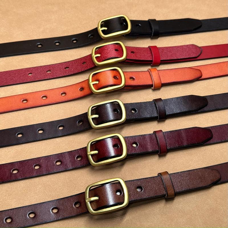 Women's Antique Cowhide Belt Copper Buckle Women's Casual Versatile Premium Retro Leather Belt
