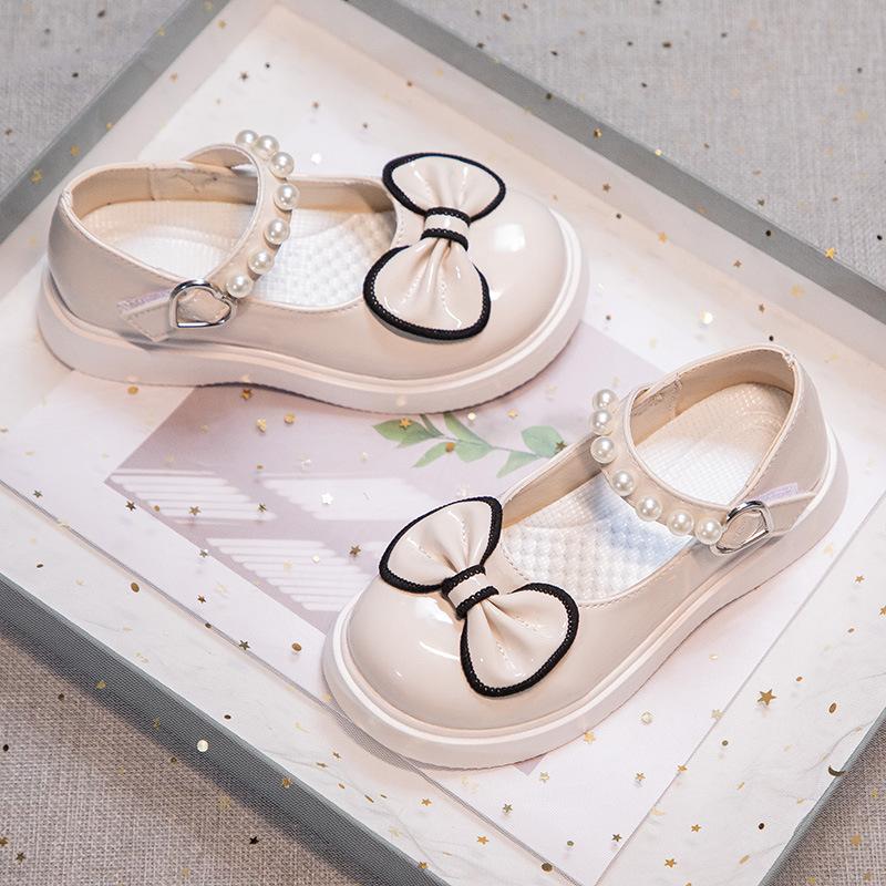 Spring and Summer Girls Small Leather Shoes Black Leather Shoes Bow British Style Princess Mary Jane Performance Shoes New Super Soft