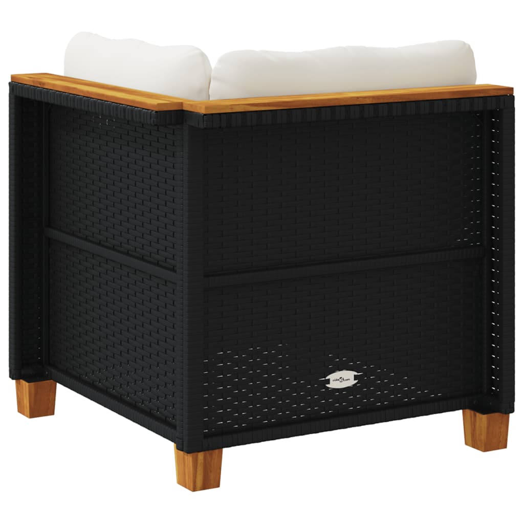 Garden Corner Sofa with Cushions Black Poly Rattan