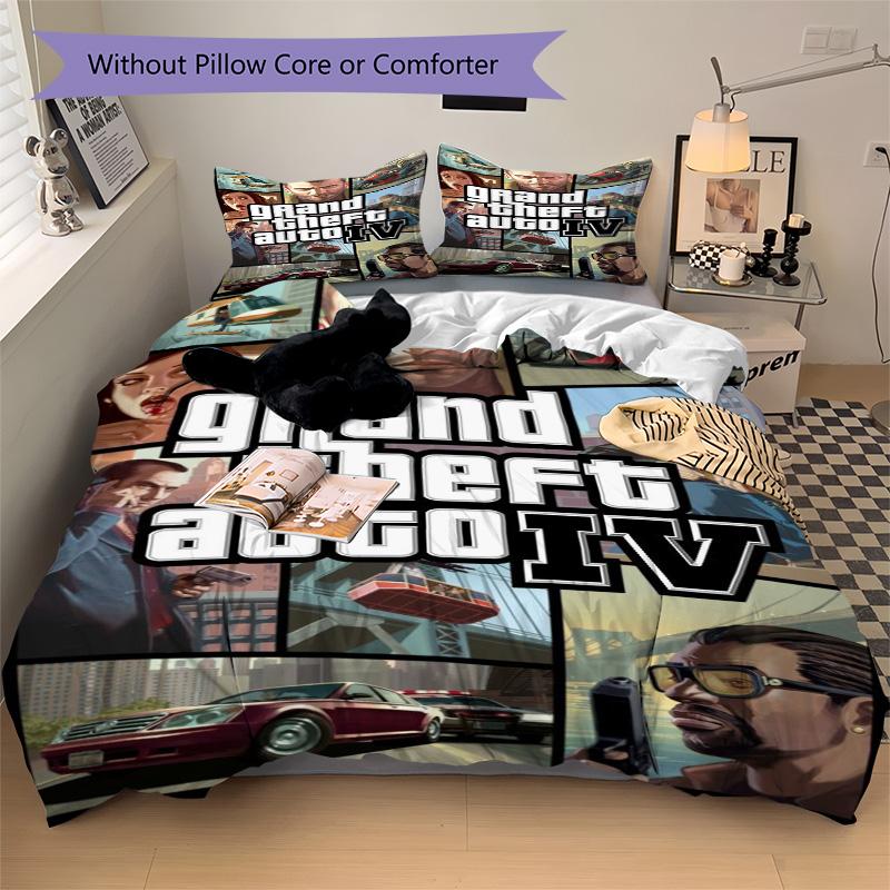 Gta Iv Bettwäsche 3-teiliges Set HD-Druck Bettbezug Kissenbezüge Für Teenager Erwachsene Schlafzimmerdekoration Weihnachtsgeschenk C9211686