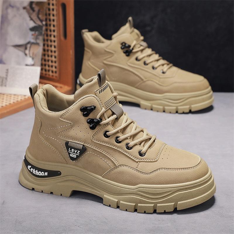 

Autumn men s shoes high-top tooling shoes men s trend non-slip boots sports and leisure board shoes labor insurance shoes 39 хакі