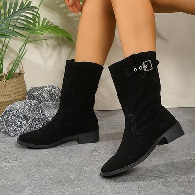 Women Suede High Boots Heels Shoes Winter New Fashion Walking Shoes Women 2024 Trend Snow Boots Cozy Dress Mujer Chelsea Botas