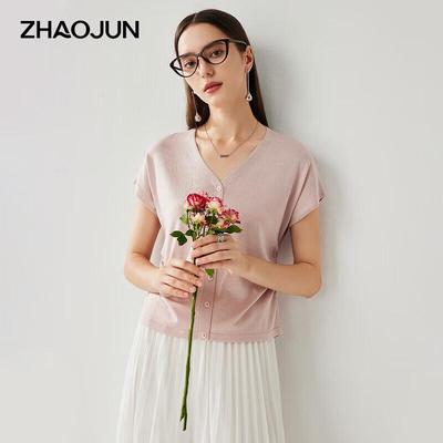 Zhaojun Women's Lyocell Tencel V-Neck Knit Top