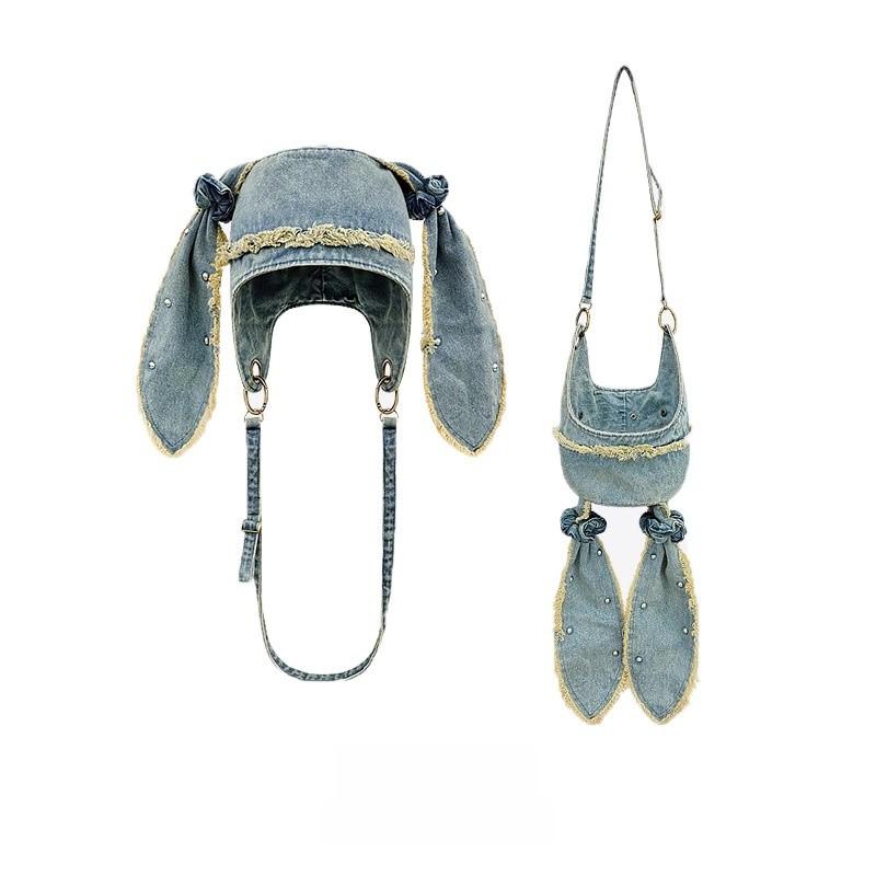 Small Designer Wash Denim Bucket Hat For Women With Sun Protection And Breathability