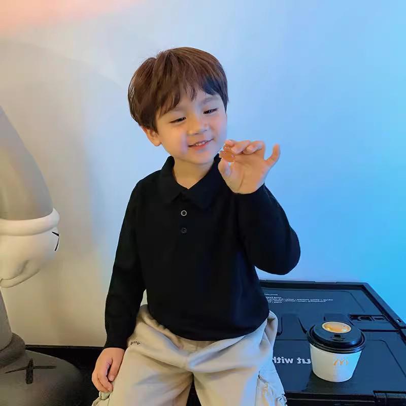 New Boys' Turn-Down Collar Knitted Sweater - Autumn/Winter Style for Small To Medium Children