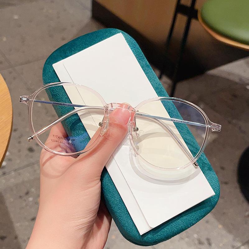 Retro Ultra-Light Titanium Tr90 Titanium Frame round Frame Glasses Frame Transparent Anti-Blue Light