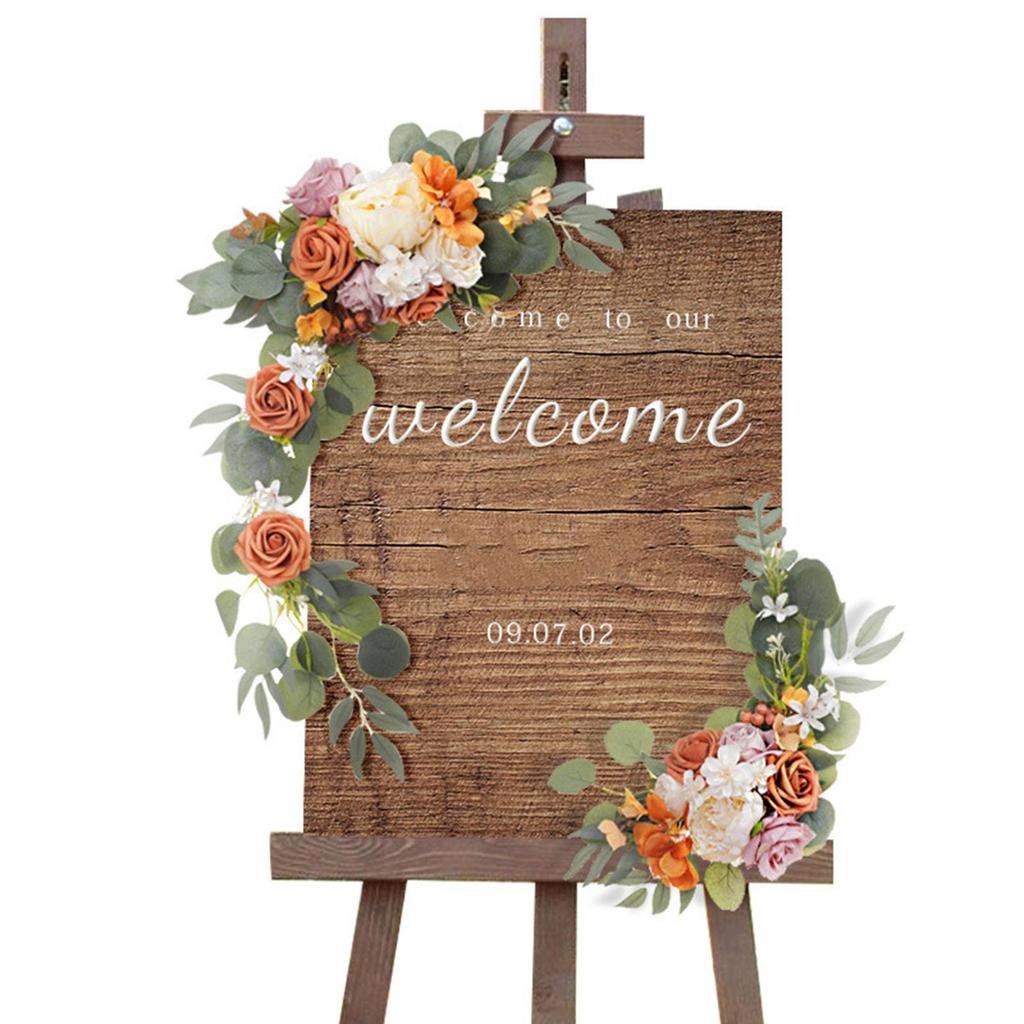 2x Wedding Arch Flowers Decoration Green Leaves Boho Arch Floral Arrangement Artificial Rose for Wall Party Reception Window