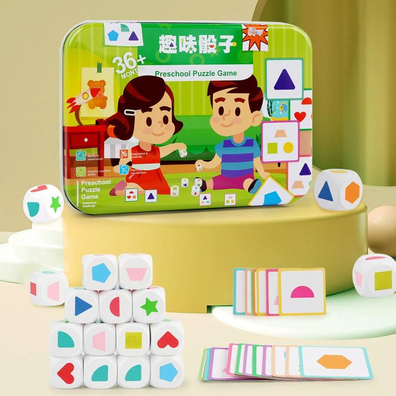 Wooden Fun Dice Toy For Kids Educational Logic And Shape Recognition