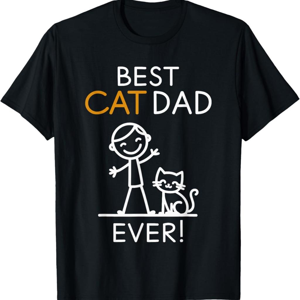 Best Cat Dad Ever Whimsical Line Art T-Shirt