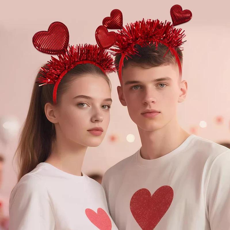 Heart-Shaped Hair Band Cute Sequined Feathers Party Headband Hair Accessories