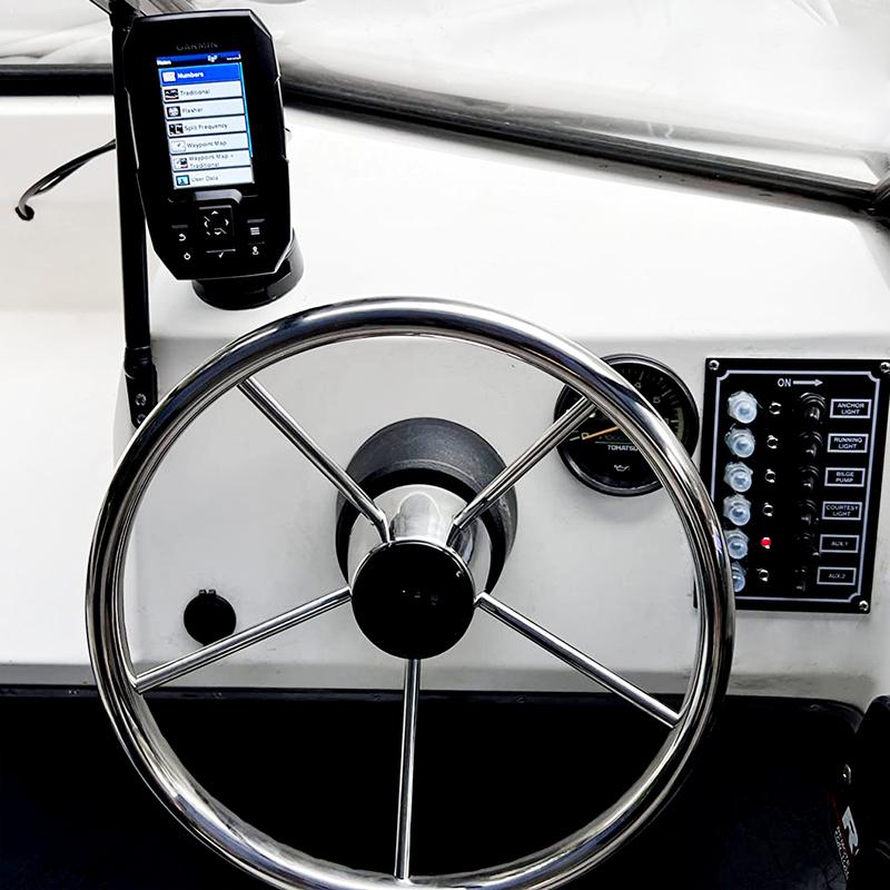 13.5'' Stainless Steel Marine Boat Steering Wheel, 5-Spoke Design with 25° Dish Angle