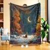 1 Stück Herbst Nacht Wald Fuchs Schatten Flanell Decke, Hochauflösender Digitaldruck, Ganzjahresnutzung, Sofadecke, Hautfreundlich Weich 100% Polyester, t