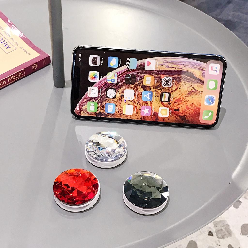 1 adet renkli 3D mücevher popüler yuvarlak cep telefonu katlanır uzatılabilir braket Telefon Tutucu kılıf parmak tutucu cep telefonu standı